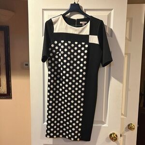 Roz & Ali Black and White Polka Dot Midi Dress